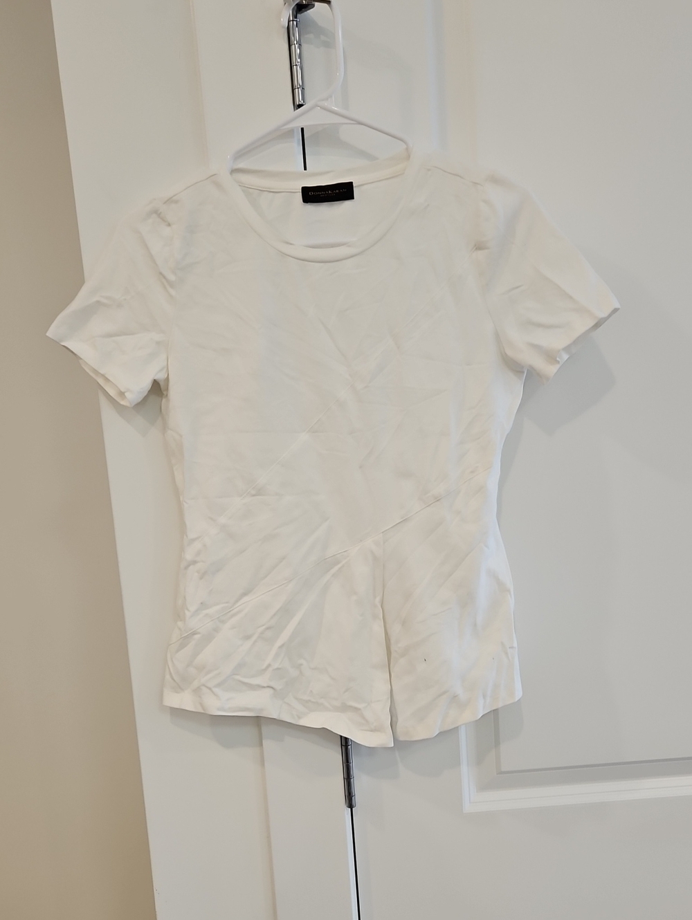 Donna Karan White Short-Sleeve Crewneck Top